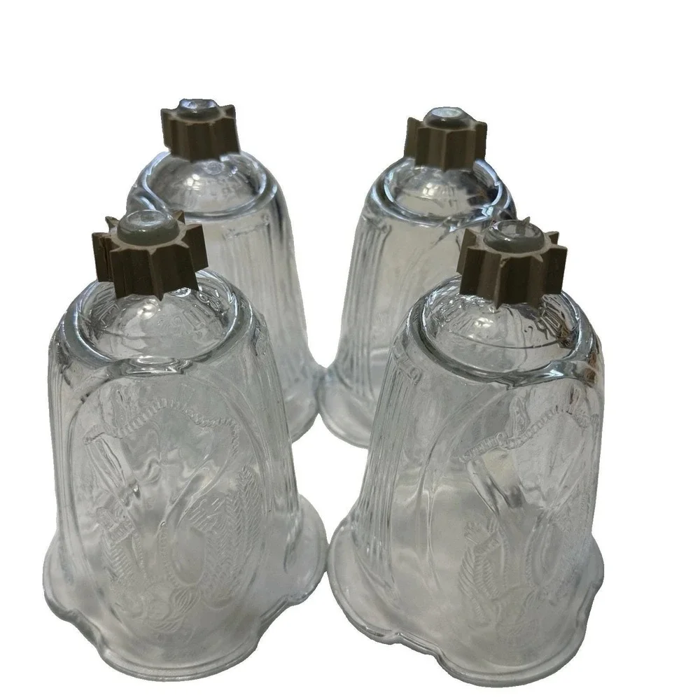 Vintage HOMCO Home Interiors Angel Glass Votive Candle Holders Set of 4 Clear